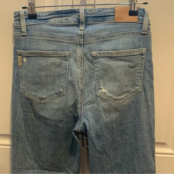 PAIGE Atley Ankle Flare Floretta Deconstructed Raw Hem Distressed Jeans $229.00 - Picture 12 of 14